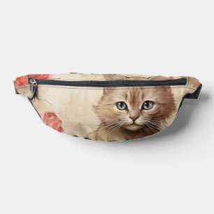 Fluffy kitten and flowers bum bags