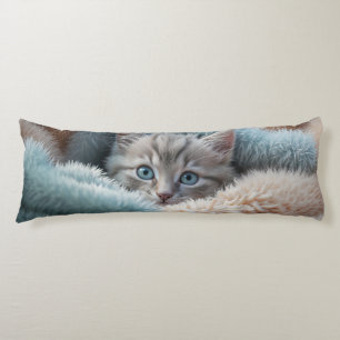 Fluffy Kitten in a Soft Blanket Body Cushion