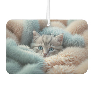 Fluffy Kitten in a Soft Blanket Car Air Freshener