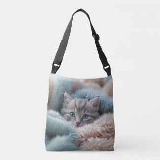 Fluffy Kitten in a Soft Blanket Crossbody Bag