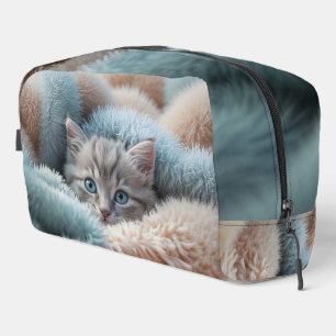 Fluffy Kitten in a Soft Blanket Dopp Kit