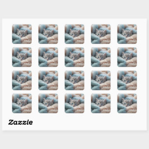 Fluffy Kitten in a Soft Blanket Square Sticker