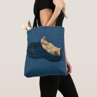 Fluffy Kitten Sleeping In Croc Shoe, Totebag