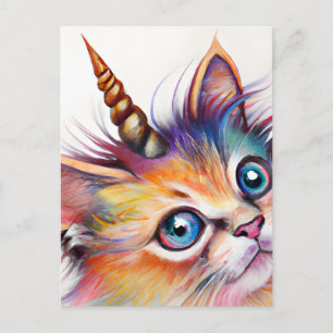 Fluffy Kitten Unicorn Postcard