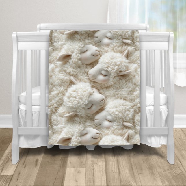 Fluffy Lamb Baby  Fleece Blanket (Cute fluffy lamb neutral baby blanket. You can add a color to the back side.)