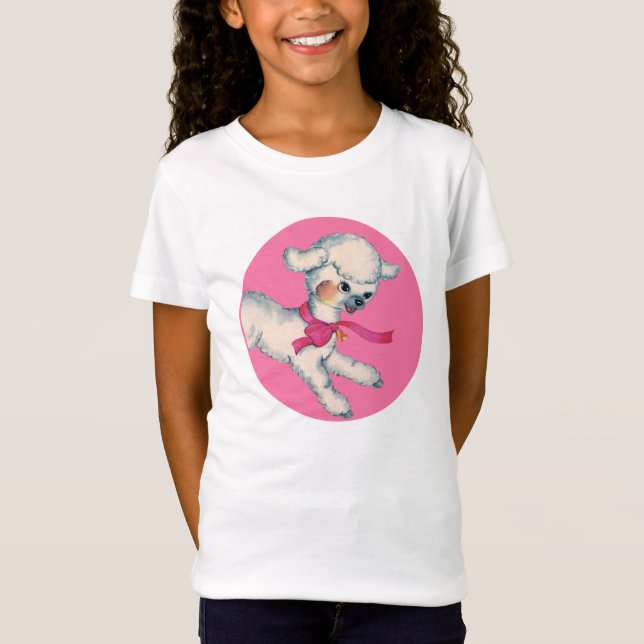Fluffy Lamb on Pink T-Shirt (Front)