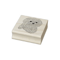 Fluffy Little Poodle Dog Rubber Stamp