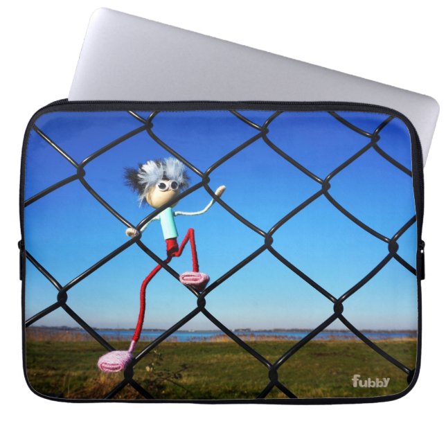 Fluffy little thing that climbs up on the fence. laptop sleeve (Front)