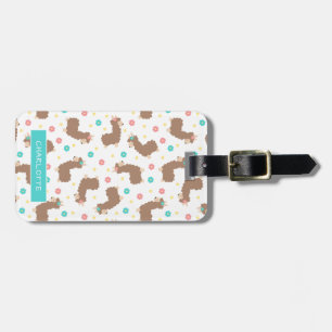 Fluffy Llamas & Flowers - Custom Name Luggage Tag
