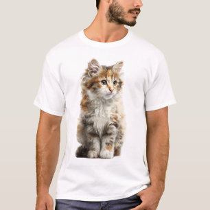 Fluffy Longhair Calico Kitten Illustration Men T-Shirt