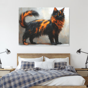 Fluffy maine coon cat canvas print