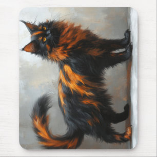 Fluffy maine coon cat mouse mat
