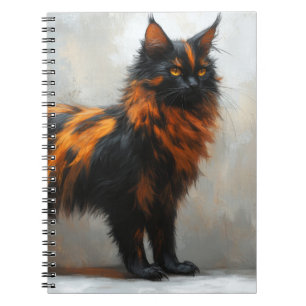 Fluffy maine coon cat notebook