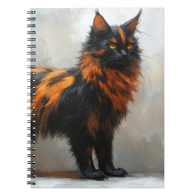 Fluffy maine coon cat  notebook (Front)