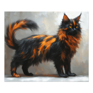 Fluffy maine coon cat photo print