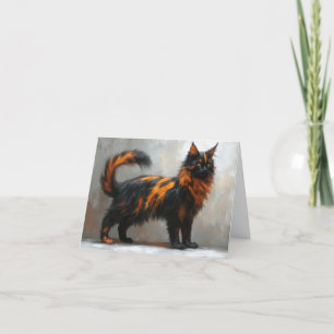 Fluffy maine coon cat thank you card