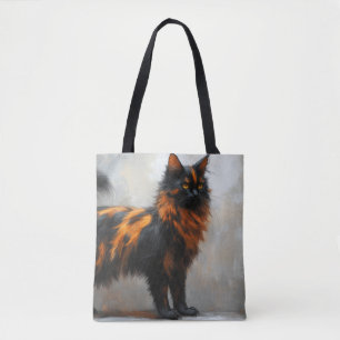 Fluffy maine coon cat tote bag