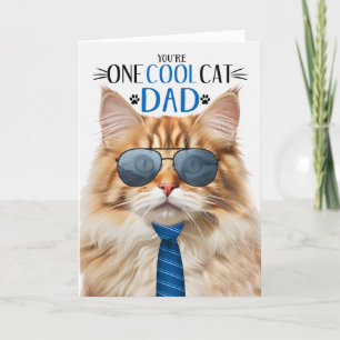 Fluffy Orange Tabby Cat Father's Day One Cool Cat Holiday Card