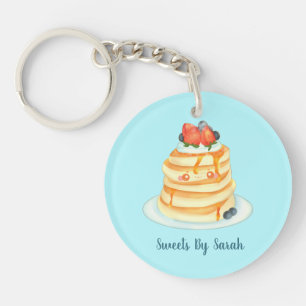 Fluffy Pancakes With Maple Syrup,Fruit And Cream Key Ring