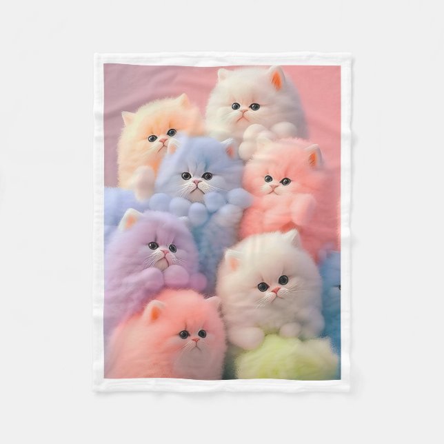 Fluffy Pastel Kittens Blanket (Front)