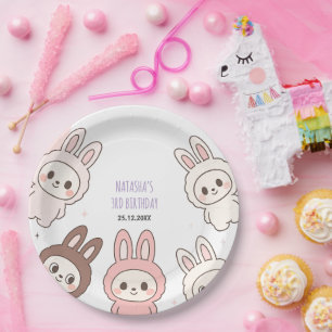 Fluffy Pastel Ugly Cute Dolls Birthday Paper Plate
