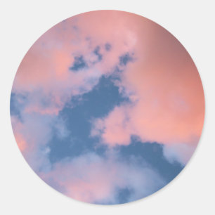 Fluffy Peach Clouds at Sunset Classic Round Sticker