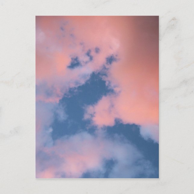Fluffy Peach Clouds at Sunset Postcard (Front)