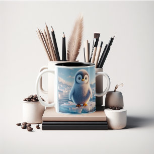fluffy Penguin fun Two-Tone Coffee Mug