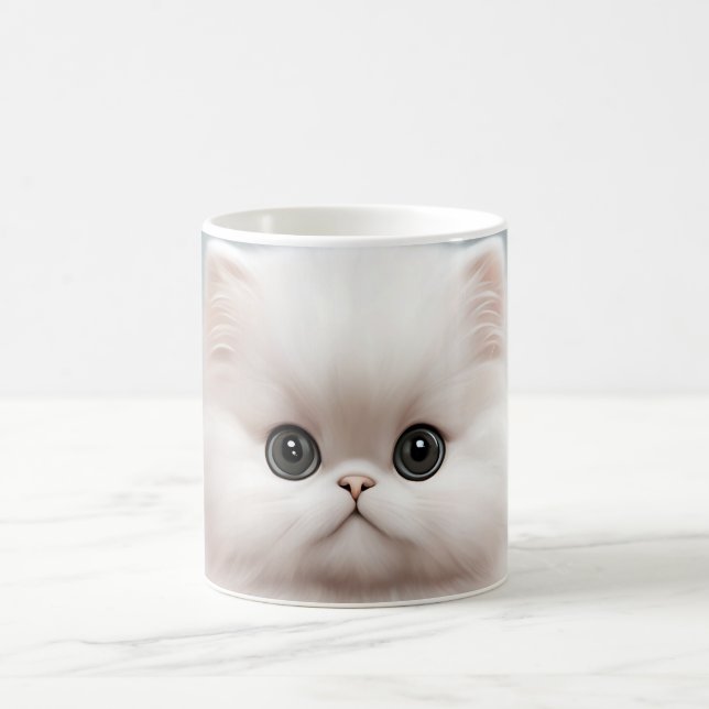 Fluffy Persian Nursery Cat Art Coffee Mug (Center)