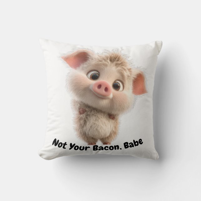 Fluffy Piglet with Big Eyes – Be Kind Go Vegan Cushion (Front)