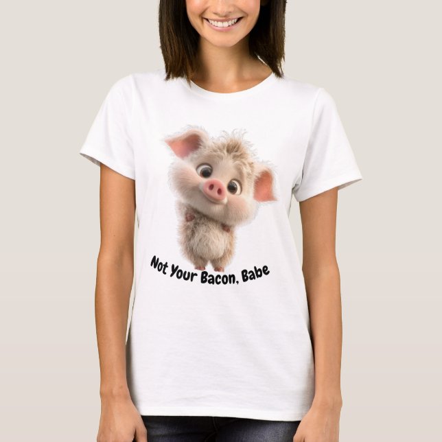 Fluffy Piglet with Big Eyes – Be Kind Go Vegan T-Shirt (Front)