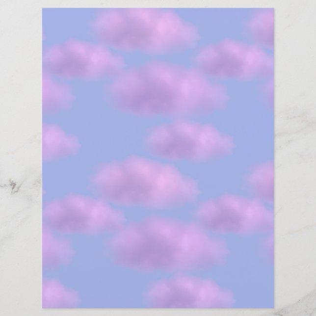 Fluffy Pink Clouds Scrapbook Paper (Front)