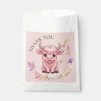 Fluffy Pink Highlands Scottish Cow Favour Bags