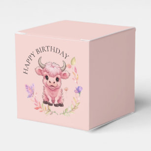 Fluffy Pink Highlands Scottish Cow Favour Box