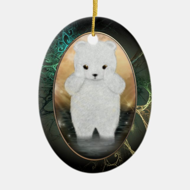 Fluffy Polar Bear Personalised Ornament (Front)