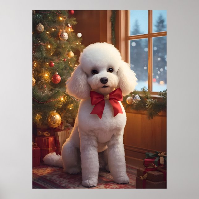 Fluffy Poodle Christmas Poster (Front)