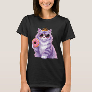 Fluffy princess cat donut sunglasses funny cute T-Shirt