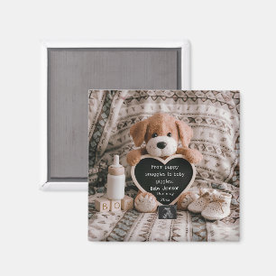 Fluffy Puppy Baby boy and pregnancy announcement Magnet