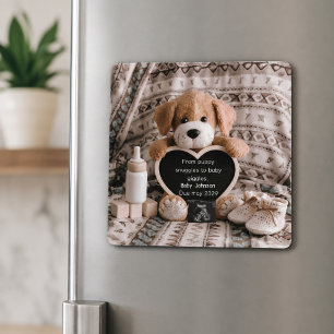 Fluffy Puppy dog lovers pregnancy announcement Magnet