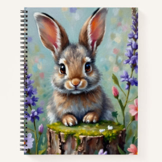 Fluffy Rabbit in a Field of Flowers Notebook