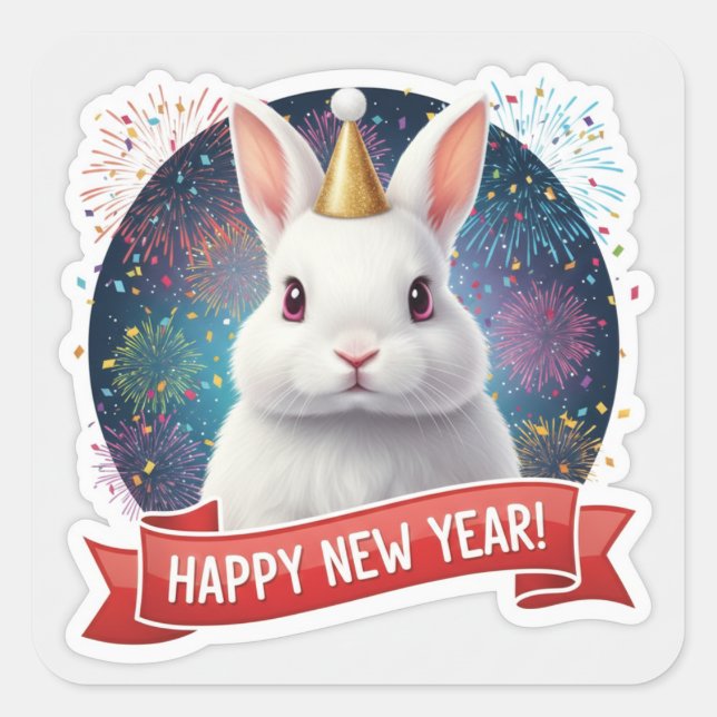 Fluffy Rabbit New Year Sticker (Front)