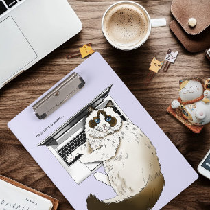 Fluffy Ragdoll Cat Lavender Laptop Funny Clipboard