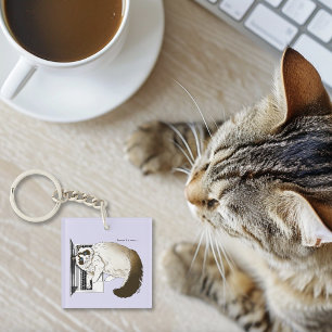 Fluffy Ragdoll Cat Lavender Laptop Funny Key Ring