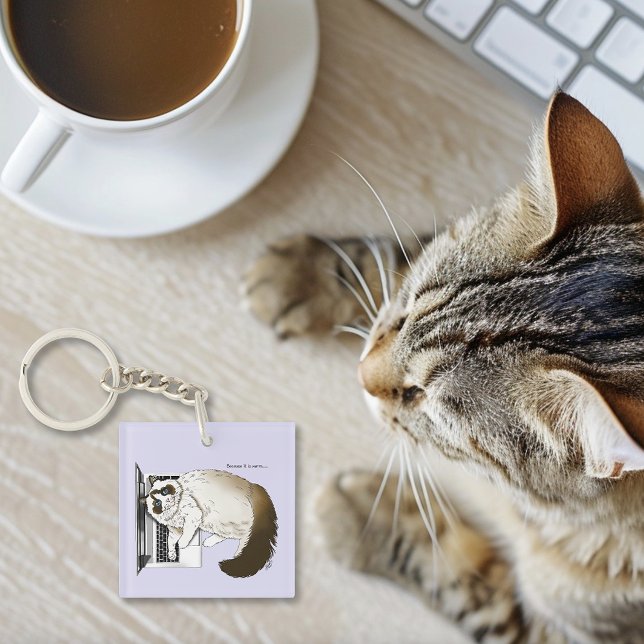 Fluffy Ragdoll Cat Lavender Laptop Funny  Key Ring (Creator Uploaded)