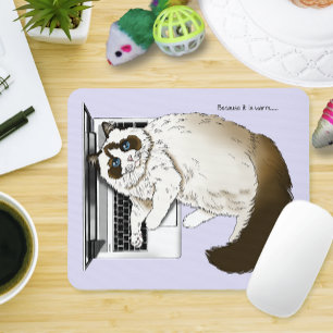 Fluffy Ragdoll Cat Lavender Laptop Funny Mouse Mat