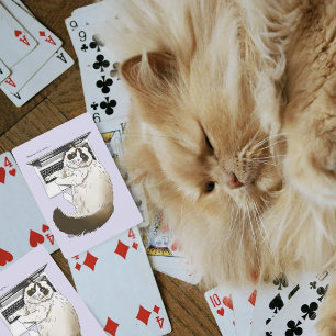 Fluffy Ragdoll Cat Lavender Laptop Funny Playing Cards