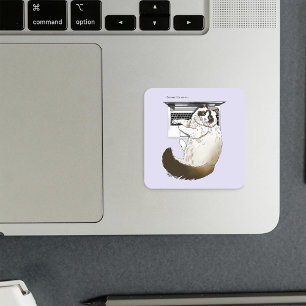 Fluffy Ragdoll Cat Lavender Laptop Funny Square Sticker