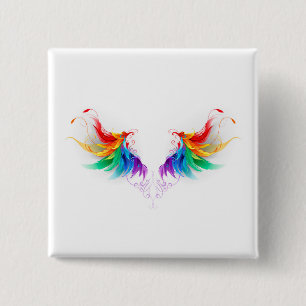 Fluffy Rainbow Wings 15 Cm Square Badge