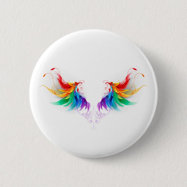 Fluffy Rainbow Wings 6 Cm Round Badge (Front)