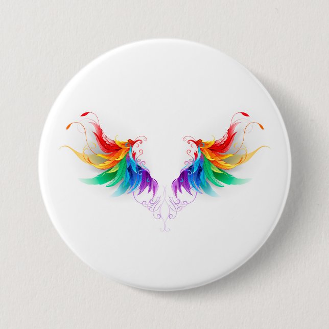 Fluffy Rainbow Wings 7.5 Cm Round Badge (Front)